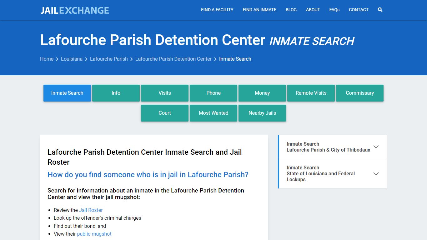 Lafourche Parish Detention Center Inmate Search - Jail Exchange